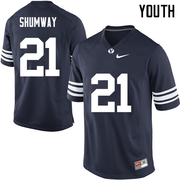 Youth #21 Talon Shumway BYU Cougars College Football Jerseys Sale-Navy